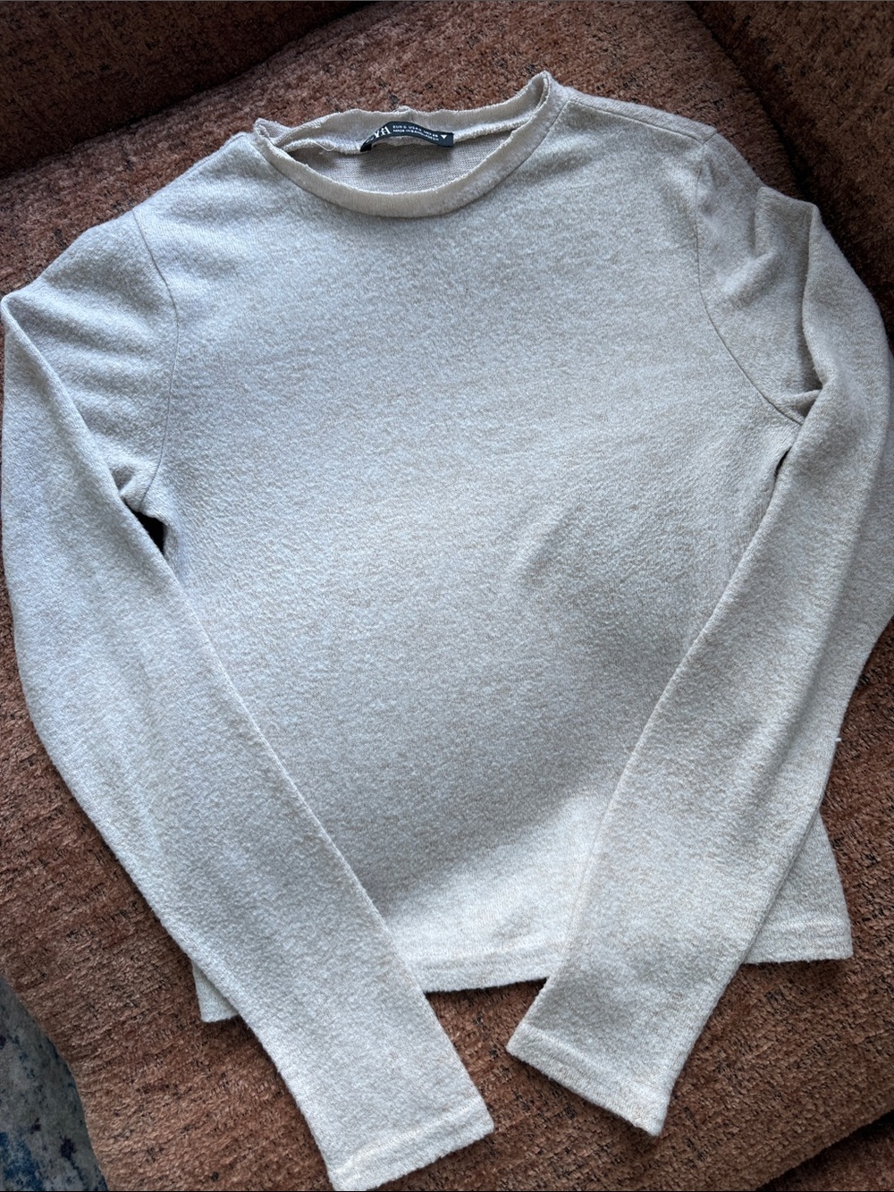 Zara Light Cream Crewneck Sweater